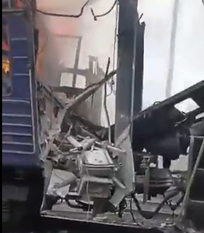 Tren civil atacat de o drona ruseasca