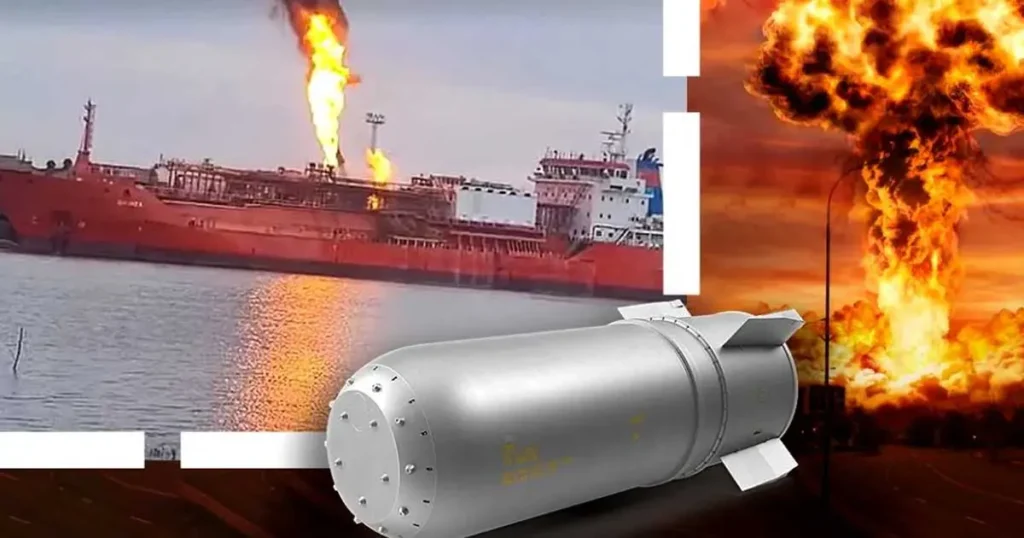 Navă încărcată cu GPL pe  malul ucrainian lovită de o dronă