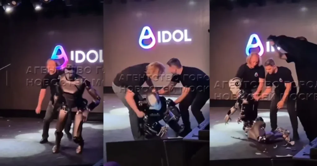Primul robot umanoid din Rusia a căzut spectaculos de pe scenă