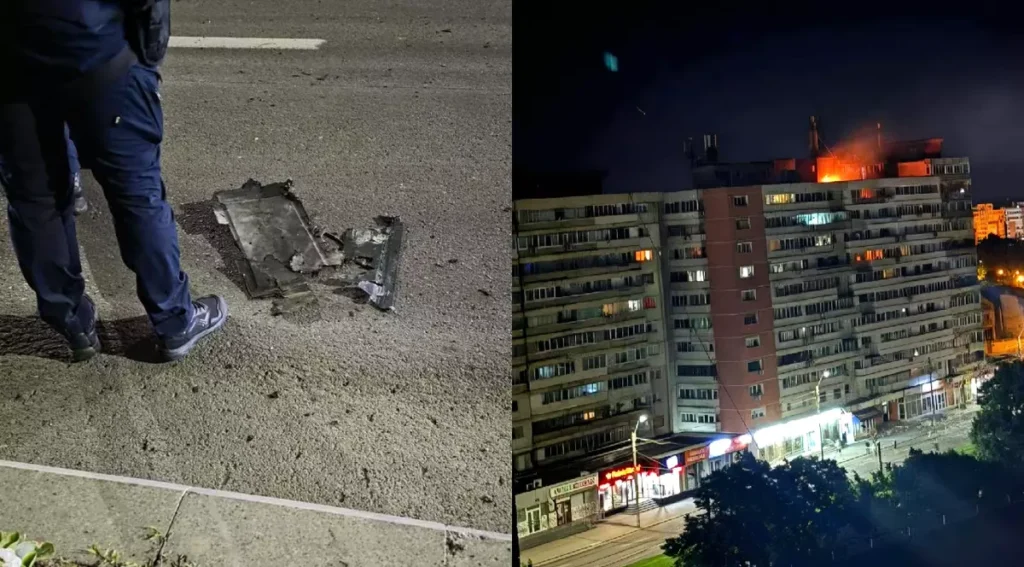 O dronă rusească a lovit un bloc rezidențial din Galați